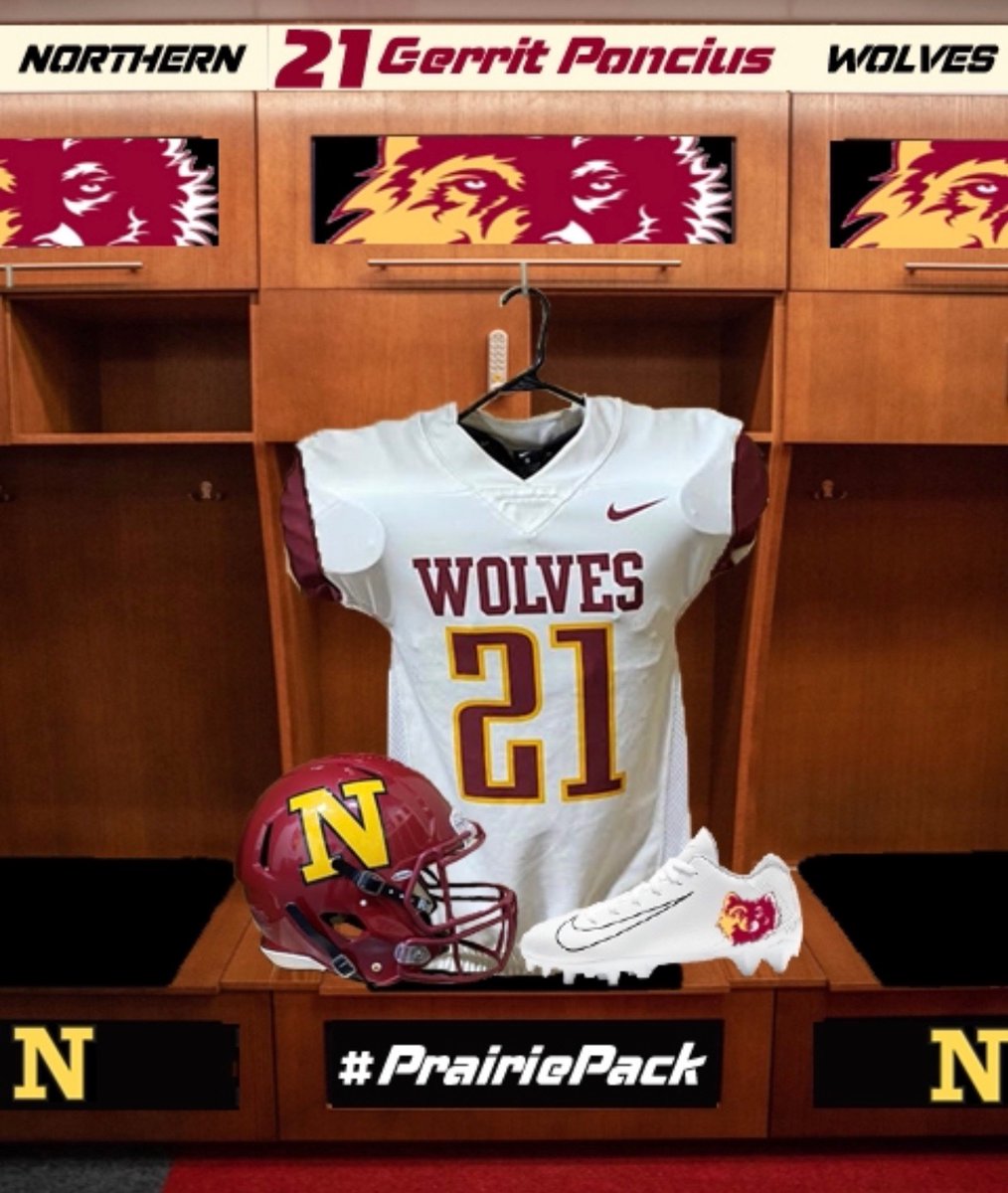 GPoncius's tweet photo. I'm excited to have received an offer to play college football at Northern State University!  Thank you for this opportunity @DKirkwoodNSU, @NSUCoachSchmidt, and @IsaacFruechte14. Go Wolves! https://t.co/Ictzbq2oqJ