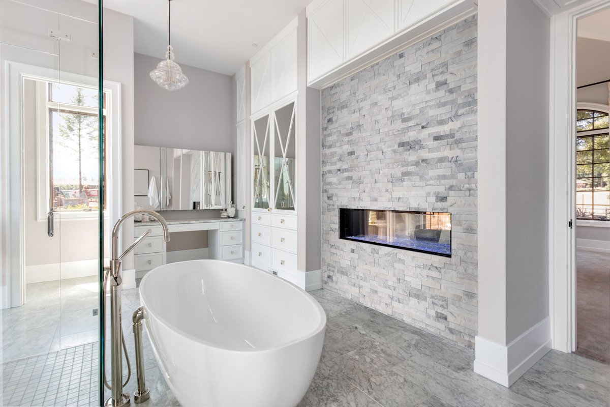 Hamilton Parker On Twitter Want A Surefire Way To Make A Statement This Gorgeous Natural Stone Collection From Realstonellc Is Sure To Impress This Stunning Bathroom Is Complete With See Through Fireplace Frost