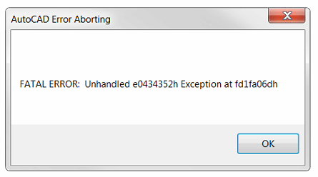 Unhandled e0434352h exception. Ошибка автокад. фатальная ошибка автокад. автокад фатальная ошибка unhandled e0434352h exception. ошибка при запуске autocad.