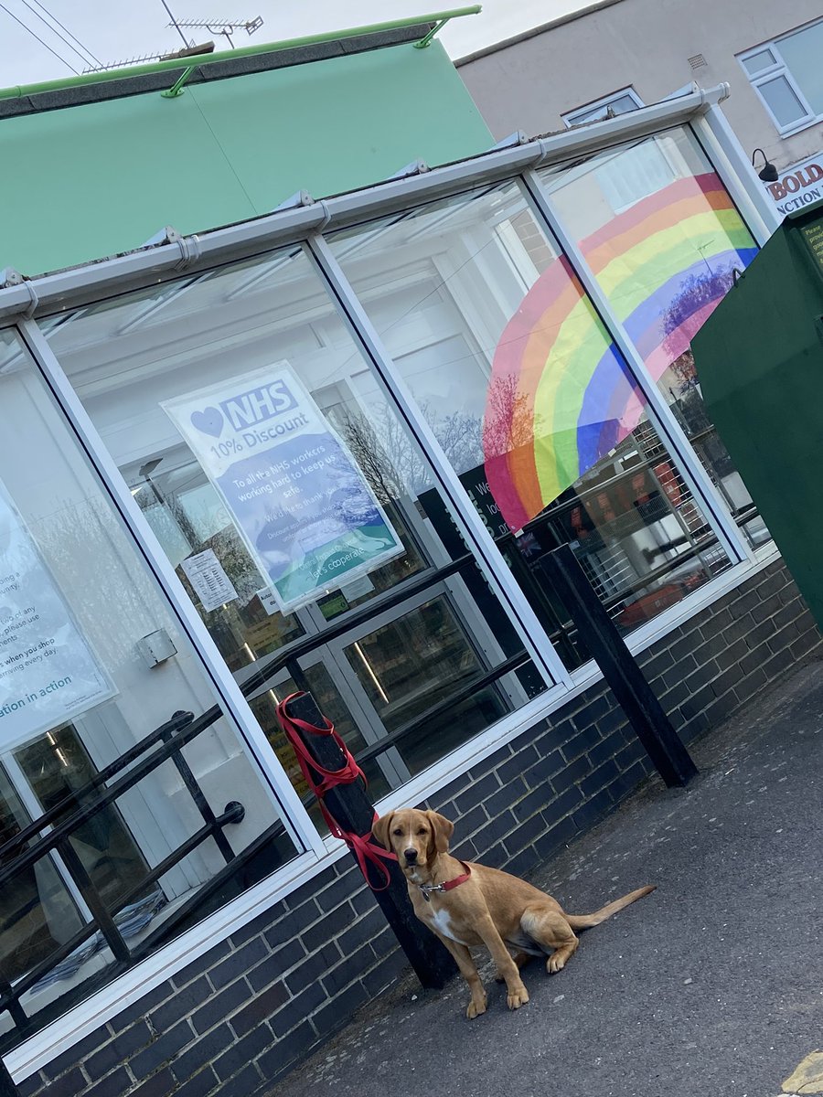 Brightening up the shop windows this morning with our #rainbowofhope Newbold Verdon Co-op @mycoopfood @RealSoulShaker