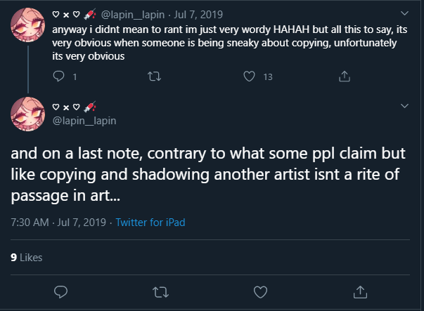 why should i care that some insecure artist may be "uncomfy" w my art? THEY'RE doing the work, it's THEIR art, THEIR money. fuck your feelings/entitlementi covered this in my style theft thread.hint: it's so you ask for approval before you draw anything https://twitter.com/aerifiretruck/status/1250121332148375553