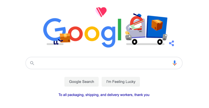 FlowCreativeSp1's tweet photo. Today Google is saying thank you to the millions of people that are keeping the wheels of the economy moving with a heartfelt Google Doodle for packaging, shipping and delivery professionals. Thank you to everyone in this industry. #lastmile #StaySafeStayHome #logistics #COVID19 https://t.co/KB0srgLCo4