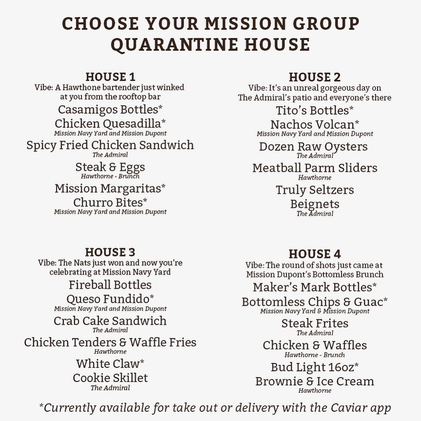 missionnavyyard's tweet photo. TWEET AT US with your top choice! ⬇️

Get many of your #MissionGroupDC favorites for takeout or Caviar delivery Wed-Sun.

Thank you for #supportingsmall! ❤️

https://t.co/cQM1huHeNf

@jsidman @barredindc @wcp @goingoutguide @washingtonian @washingtonpost #quarantine https://t.co/i5A7OmIY2v