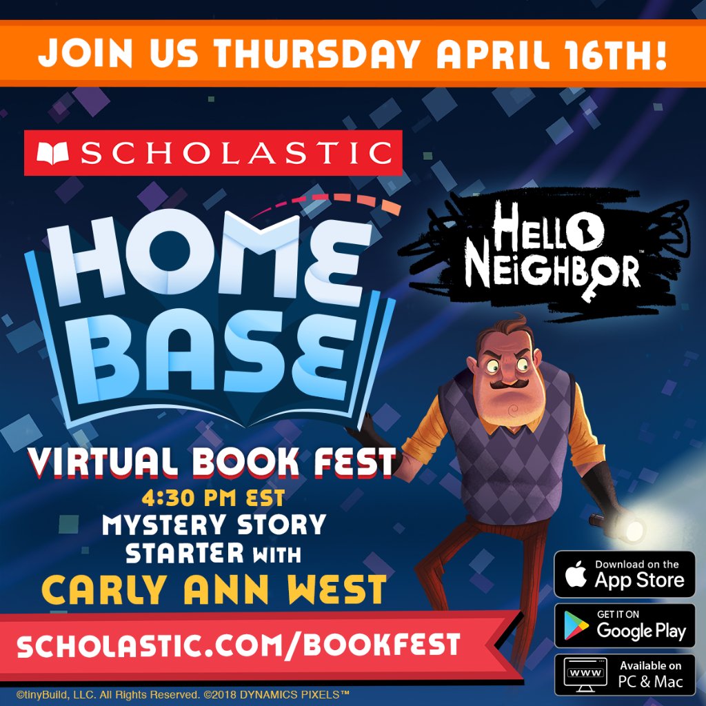 Scholastic's tweet photo. TOMORROW! Tune in for our latest #HomeBaseBookFest featuring @aaronehasz, Melanie McGanney Ehasz, Carly Ann West, &amp; Adam Gavin! The fun begins at 3:00 p.m. EST at https://t.co/LfdWogteQV @thedragonprince  @tinyBuild @Hungry_Shark @Pokemon https://t.co/xAvqev2Ckk