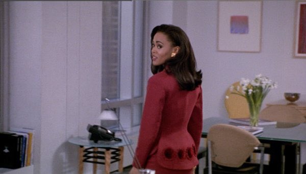 Francine Jamison-Tanchuck really captured the sleek, structured power dressing of corporate 90’s in Boomerang — Jacqueline’s looks were of the moment, forward + timeless all at the same time. Feminine. Soft but not fragile.We Stan Black costume designers for Black films.