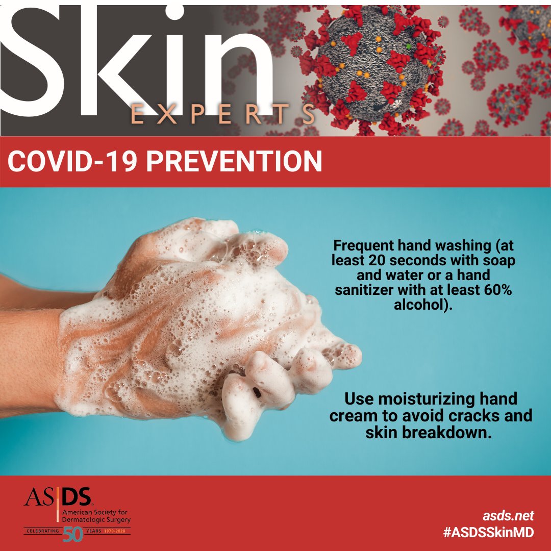 Clean hands protect your health! Prevent getting coronavirus by frequently washing your hands for at least 20 seconds with soap and water or hand sanitizer with at least 60% alcohol. For more information visit asds.net/covid-19-publi…