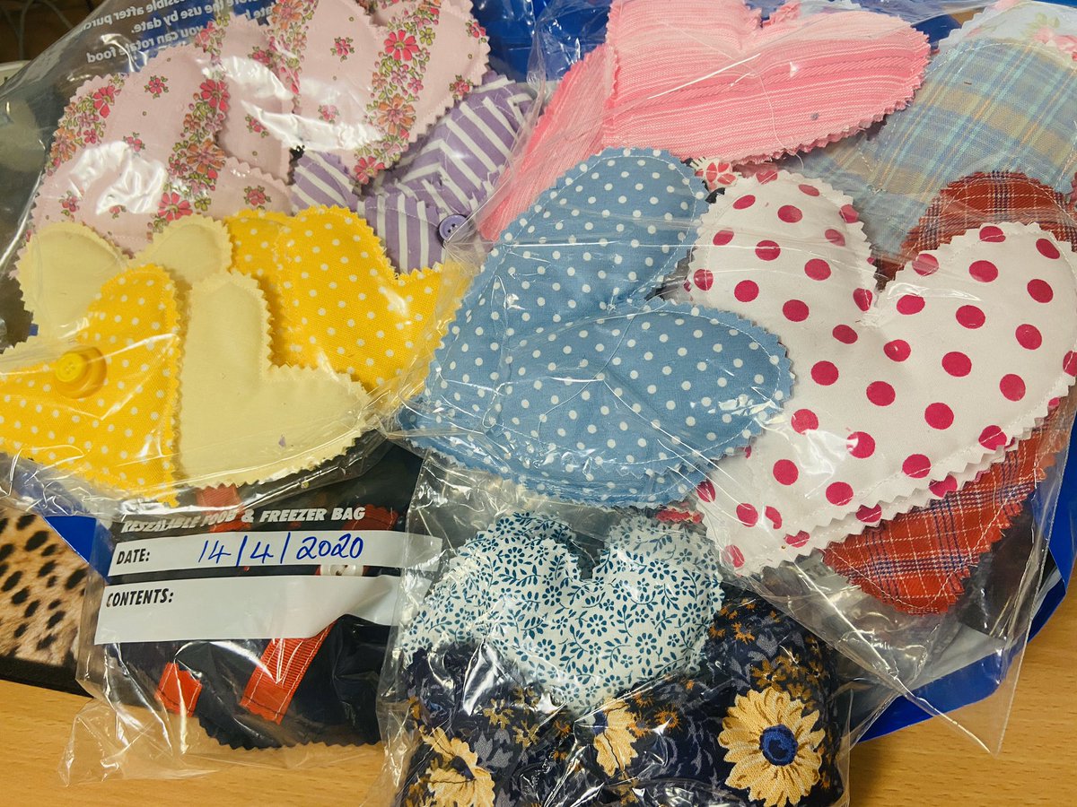 Sam_Overton1's tweet photo. Hand crafted hearts made with love by our own ITU staff 🌈💙@RUHCriticalCare @RUHBath #lovebeats #comfort  #proud #neverforget #hiddentalents @helencmeehan @margijenkins @Jesskrista @emmawil14437744 @nursemariann https://t.co/nBH6wZ2lao