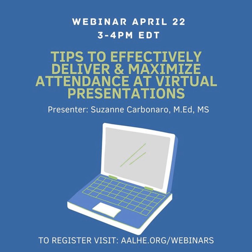 goAEFIS's tweet photo. Working on a virtual conference presentation?
We've got some tips from Suzanne Carbonaro, Director of Academic Partnerships at AEFIS!
Click here to learn more and register: https://t.co/p9D8YC4dsb
We hope to see you (virtually) there!
•
•
•
#AAHLE #aefisable #Assessment https://t.co/oEA1R34vlp
