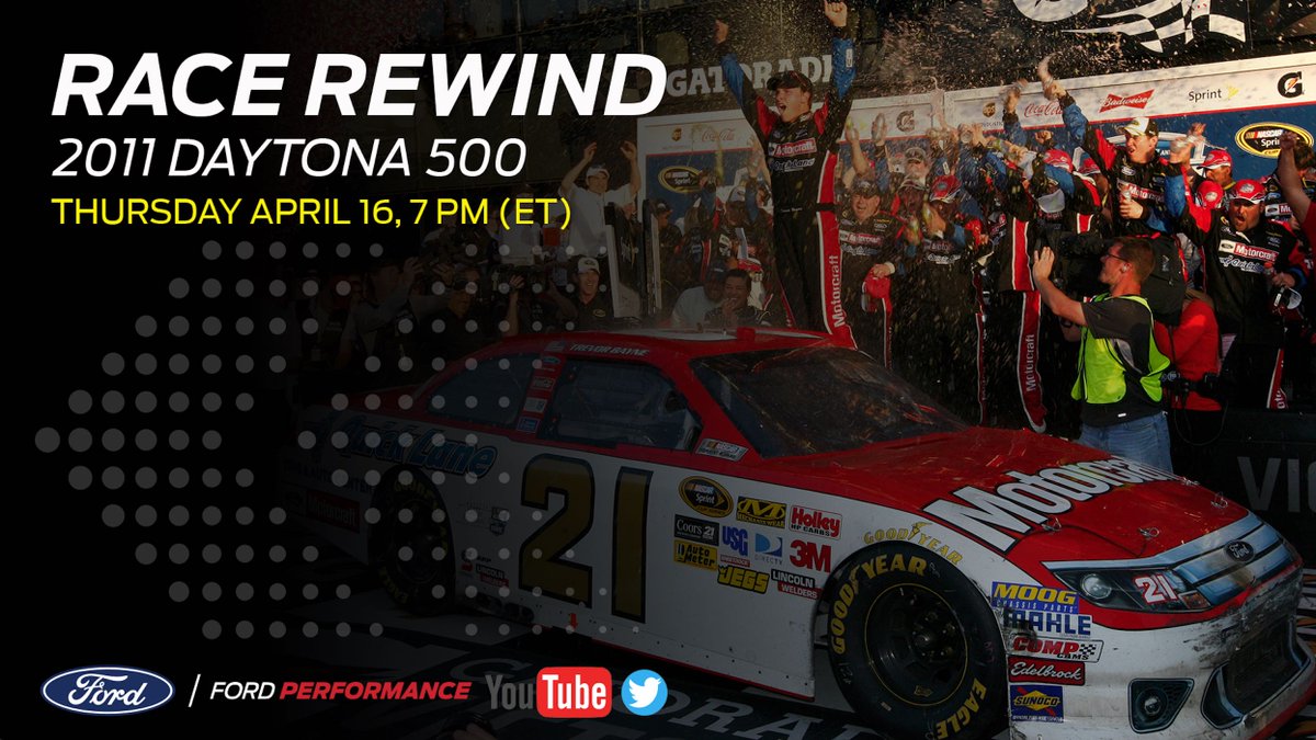 FordRacing's tweet image. Don&apos;t miss a LIVE look back at the 2011 #DAYTONA500 win for #Ford with live Twitter insight from @woodbrothers21 and the race winner himself, @Tbayne6

📺 - Ford Performance YouTube 
📅 - Thursday, April 16
⏰ - 7 PM (ET)

Watch here ---&amp;gt; bit.ly/3a9tC5Z