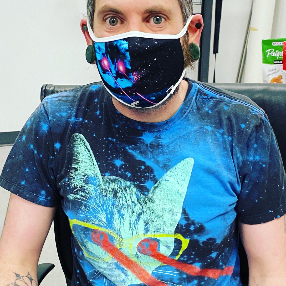 Podiumwear's tweet photo. When you are in charge of the Podiumwear print room, you get to design whatever face mask you want. 😷🐱⚡️#covid #facemask #wereallinthistogether #catlovers #podiumwear #customteamapparel #makingcustomeasy https://t.co/pLBsOSAyWV