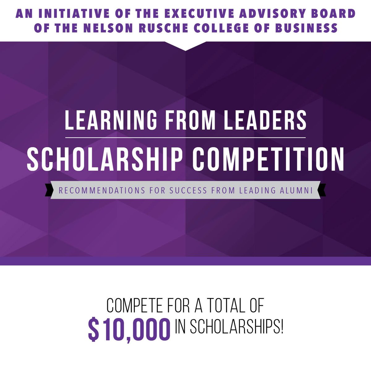 RuscheBusiness's tweet photo. Today is the day!!! Rusche students, we have officially announced the $10,000, in scholarships, contest details! Check D2L in your Career Success Passport class for the new “Learning From Leaders” module. You will find all information there! Good Luck! #RuscheMovesForward https://t.co/7NhZeLUm4l