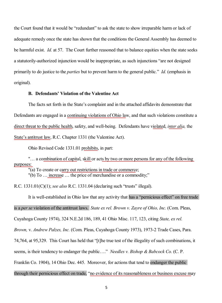 “..Defendants are engaged in a continuing violations of Ohio law, and that such violations constitute a direct threat to the public health, safety, and well-being...”Furthermore the relief sought by AH Yost is reasonable. Official OH AG Link to Lawsuit https://www.ohioattorneygeneral.gov/Files/Briefing-Room/News-Releases/Antitrust/State-v-Salwan-Motion-for-TRO-PI-and-Exhibits.aspx