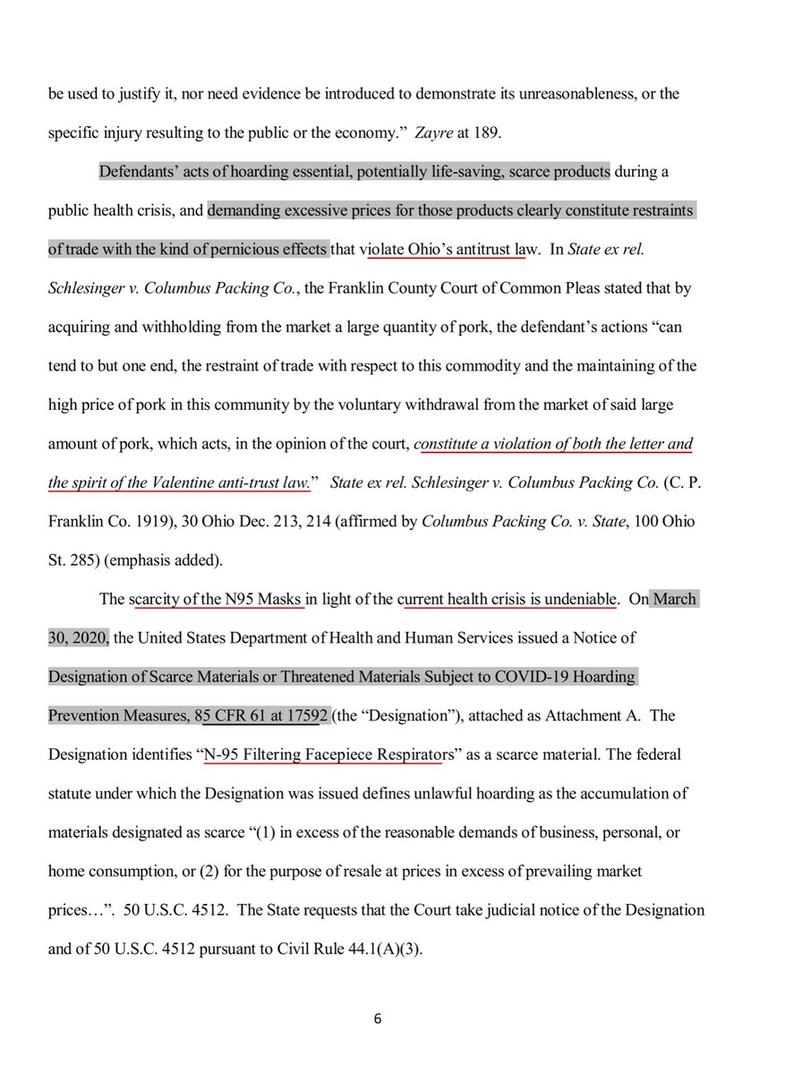 “..Defendants are engaged in a continuing violations of Ohio law, and that such violations constitute a direct threat to the public health, safety, and well-being...”Furthermore the relief sought by AH Yost is reasonable. Official OH AG Link to Lawsuit https://www.ohioattorneygeneral.gov/Files/Briefing-Room/News-Releases/Antitrust/State-v-Salwan-Motion-for-TRO-PI-and-Exhibits.aspx