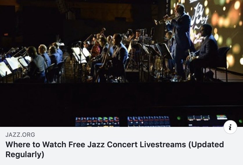WMUJAZZSTUDIES's tweet photo. FREE EVERYDAY - Jazz Concert Livestreams

Musicians are webcasting their performances so we can all experience the joy of spontaneous, live jazz!

Listen here! —> https://t.co/4QyIoZzFwI 

#jazz #jazzmusic https://t.co/FuvdyxWyYC