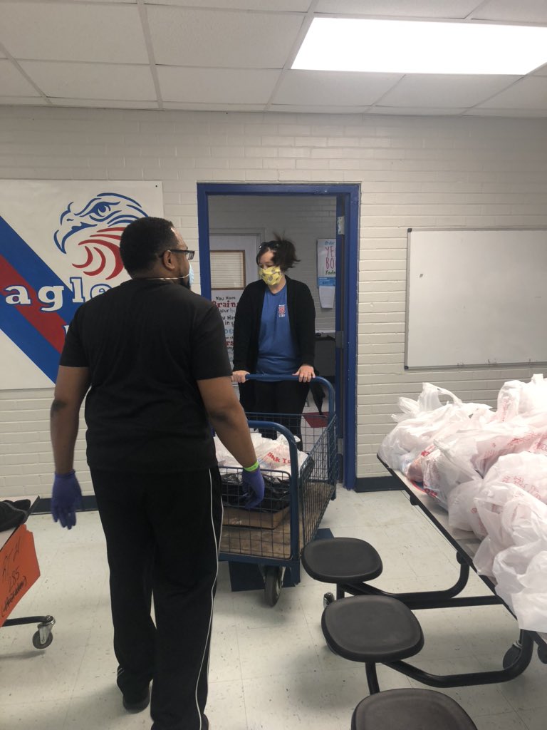 NorthForrest's tweet photo. FCSD Yellow Bus Cafe delivered meals and learning packets!! Thanks to awesome faculty and staff for helping! 🦅❤️💙#EAGLENATION https://t.co/fDg61Z1izR