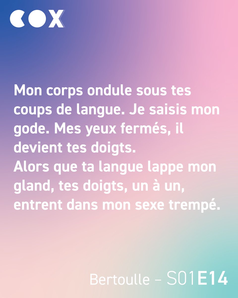 En ligne! Coxxx.org
Bertoulle confinée 🧤😷
Épisode écrit, enregistré et interprété par @beaurebec, réalisé par @Olympe_De_G, monté et mixé par <a href="/melia_rog/">Mélia ROGER</a> , produit par <a href="/karl_kunt/">Karl Kunt</a>.