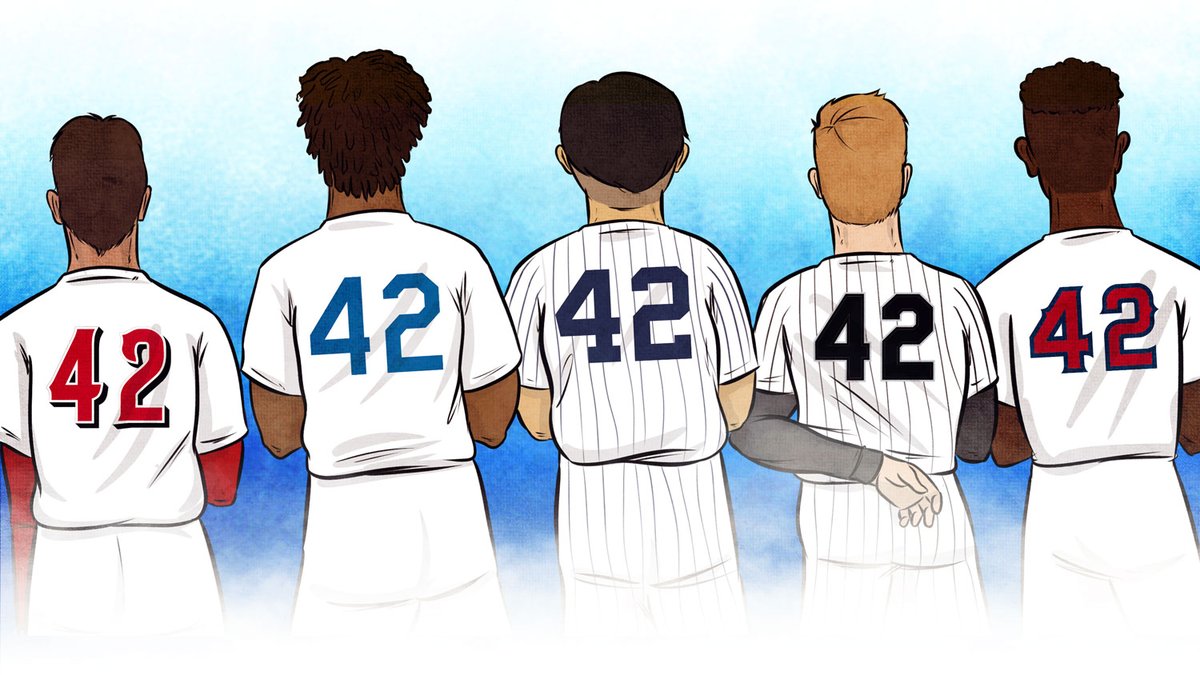 Cut4's tweet photo. Today, we all wear 42.

#Jackie42 https://t.co/IBQouUSqbU