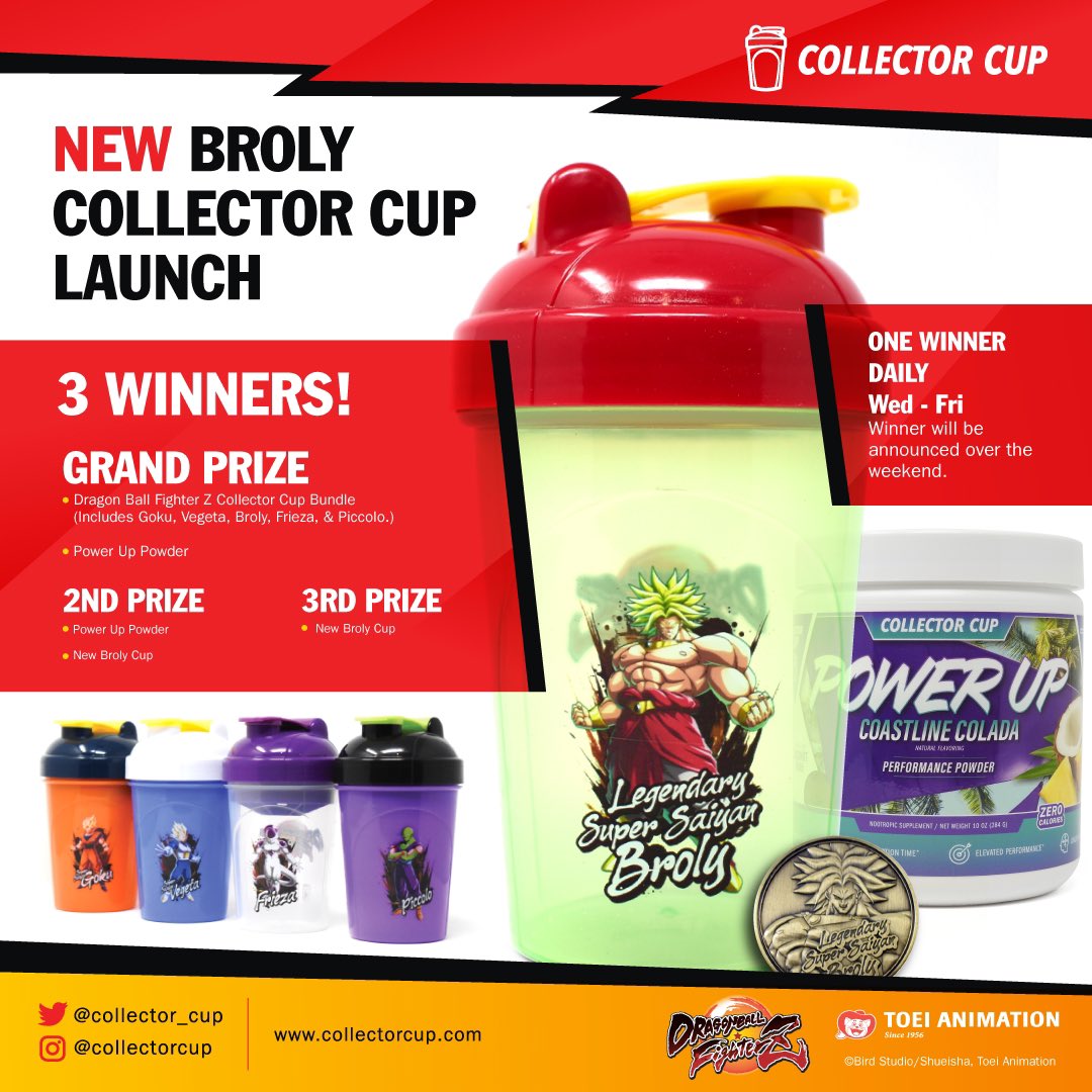 Collector_Cup's tweet photo. Giveaway!

In honor of our newly launched Legendary SSJ Broly Collector Cup we’re having a giveaway! Grand prize gets a Dragon Ball FighterZ Collector Cup Bundle plus one tub of our Power UP Gaming Powder!

Follow @ToeiAnimation @Collector_Cup, RT &amp; Like

https://t.co/BmoycxHYUG https://t.co/LPKDenfcGS