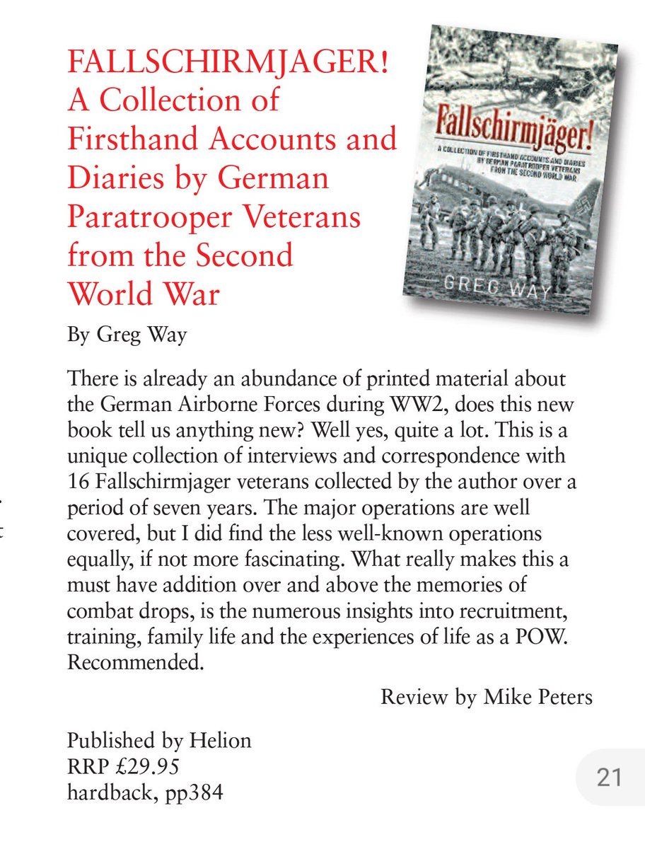 Fallschirmjger5's tweet photo. First official review of my book featured in the magazine 'Despatches'. Very pleased!
https://t.co/OgIWSCCxjq
#Helionbooks
#Casemate_UK https://t.co/emximXyDyN