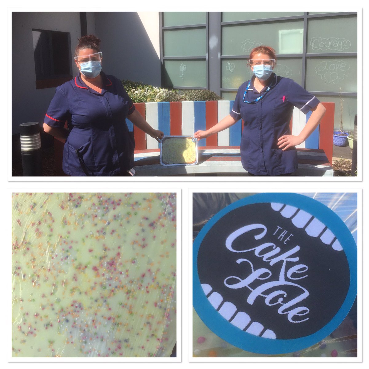 MatthewPotts8's tweet photo. @boo891 and @LisaSlater2019 were thrilled to receive their The Cake Hole cake. Great leadership from these guys ensuring the teams at Guild Lodge @WeAreLSCFT are keeping patients safe and supporting each other.  Thanks to @eve_potts for organising the cake! It looks scrummy https://t.co/XeeW9Dsr0p