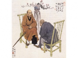 Huike replied wanted a teacher to "open the gate of the elixir of universal compassion to liberate all beings." Bodhidharma refused, saying, "how can you hope for true religion with little virtue, wisdom, a shallow heart, and an arrogant mind? It would just be a waste of effort."
