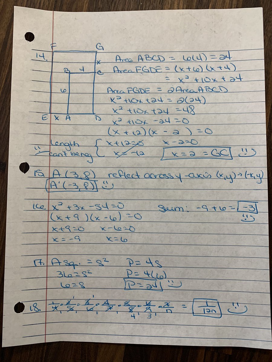 MCEMTHDept's tweet photo. PreCalc: ACT form B04 April 2019 problems 1 - 18. These are notes over the 1st 18 problems. The first 30 questions from an ACT are typically easier than the last 30. Try to make sure you can answer the 1st 30 questions in 25 min. This will give you enough time to do the last 30. https://t.co/72iQ5oIs2J