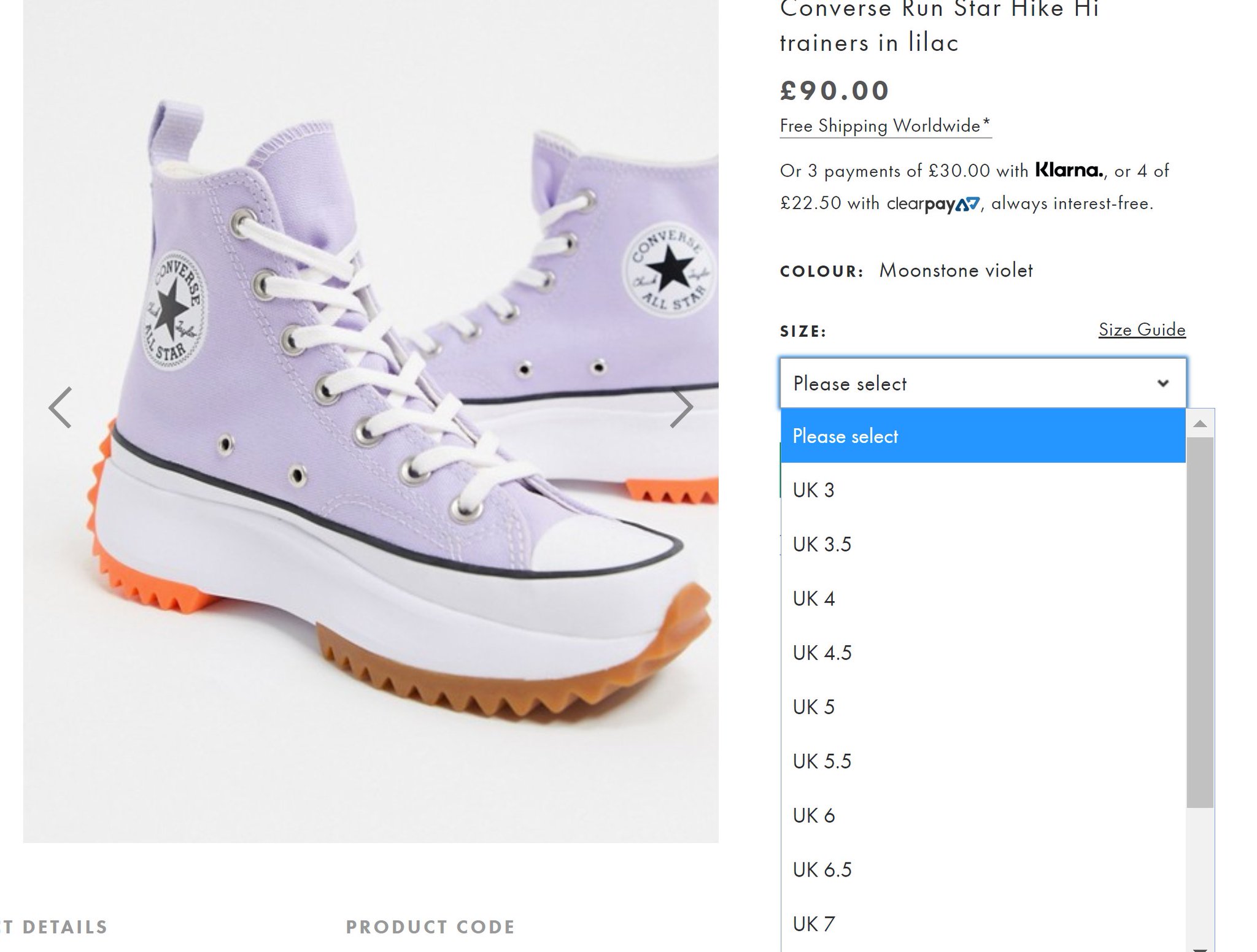 lilac converse run star hike