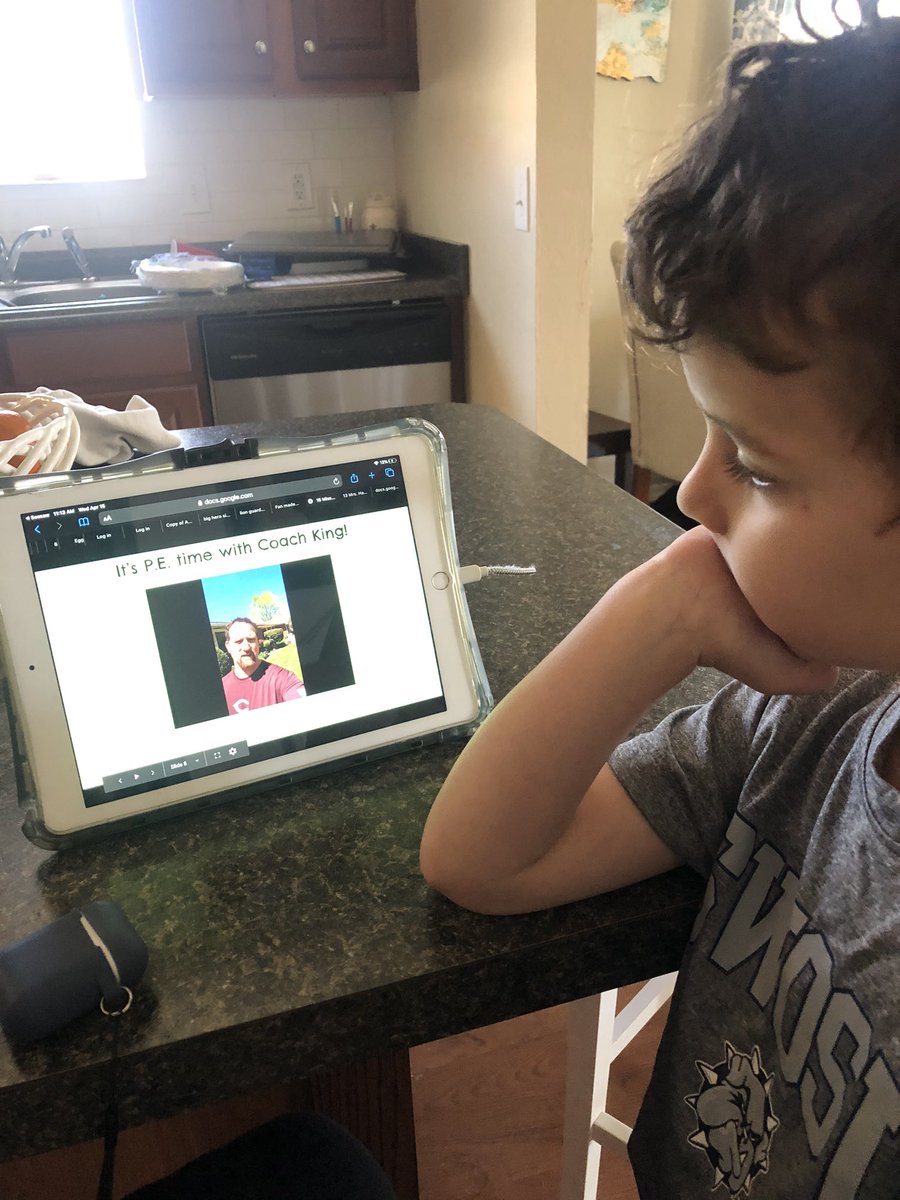 MrsLillie's tweet photo. @JeannaKing let Coach King know that Knight loved his PE video today! Excited to complete the Bingo card! #cpreds #nes123 https://t.co/Q8JhURqAfD