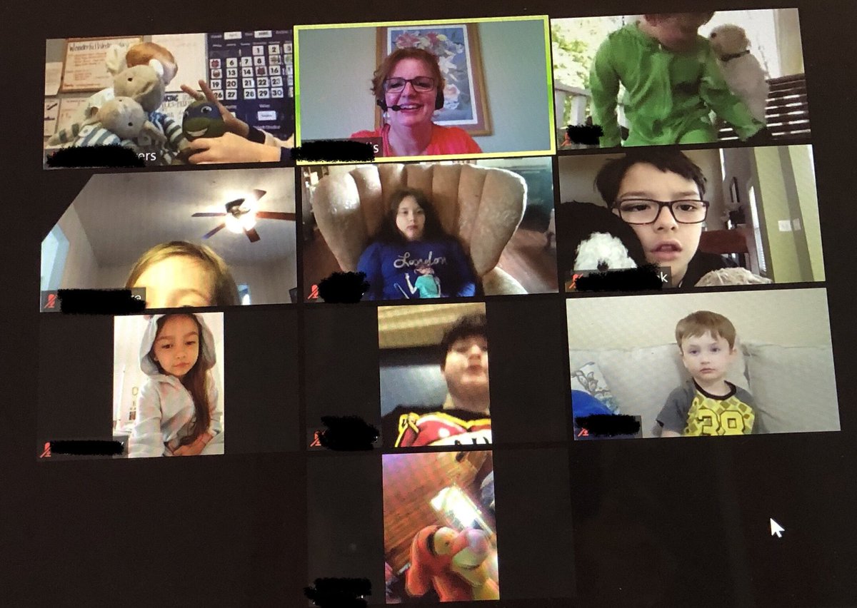 awells54321's tweet photo. Zooming in our PJs today just because I love to see their faces! @zoom_us @SpartanburgD5 @RRESPandas #RRESVirtualSpiritDay #PandaPride #D5Strong https://t.co/9mHVpqGod4