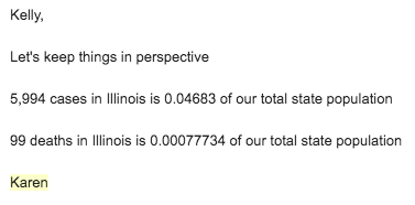 I've thought of him often lately and how scary those days must have been in Chicago — and throughout the world.At the same time, I've received bizarre emails from people downplaying the deaths from COVID.Don't do this. Every life matters. Every life and loss has an impact.