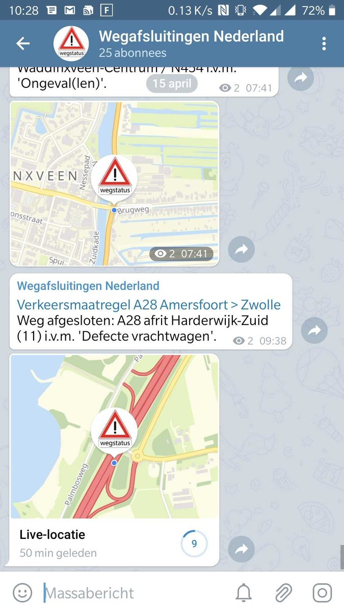 TripService's tweet photo. Het is nu mogelijk om updates van afsluitingen, ongevallen en brugopeningen uit jouw regio te krijgen via Telegram. Kijk op onze pagina naar de beschikbare kanalen: https://t.co/aRtDfAPCm5
#wegstatus #TripService #updates #Telegram https://t.co/LsEH8QJ1DA