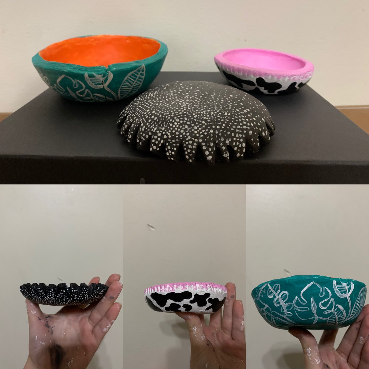 TjSalart's tweet photo. Doing our best to keep things moving in Ceramics at home!!!  No clay &amp; no kiln = Find alternatives!  Salt Clay to the rescue for some cool coasters.  Student works by Sophia Natter and Drew Dimidjian https://t.co/qxqgBn7jot