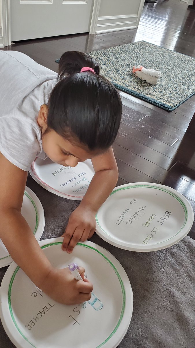 MJansenAD's tweet photo. Amazing example of #Empathy to be thinking of others while at home. Nice job with the #PrincipalChallenge! Your #PaperPlate awards for @WassWolves teachers and your principal are appreciated!!! #WassHomeAdventure #WassWolvesWay https://t.co/mazsLgXxn8