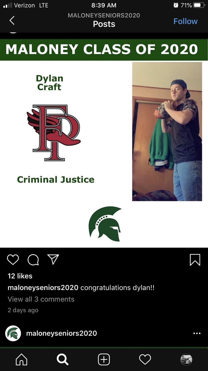 JFlynnLMS's tweet photo. Hey Maloney Seniors! We want to celebrate your success in joining the military, workforce, apprenticeships, admittance to college. Check @maloneyseniors2020 @instagram page for directions. Check out this thread for some photos! @MeridenK12 @straubmhs @lyons_barton @MHSCareerCtr https://t.co/b3KzY6Y7m4