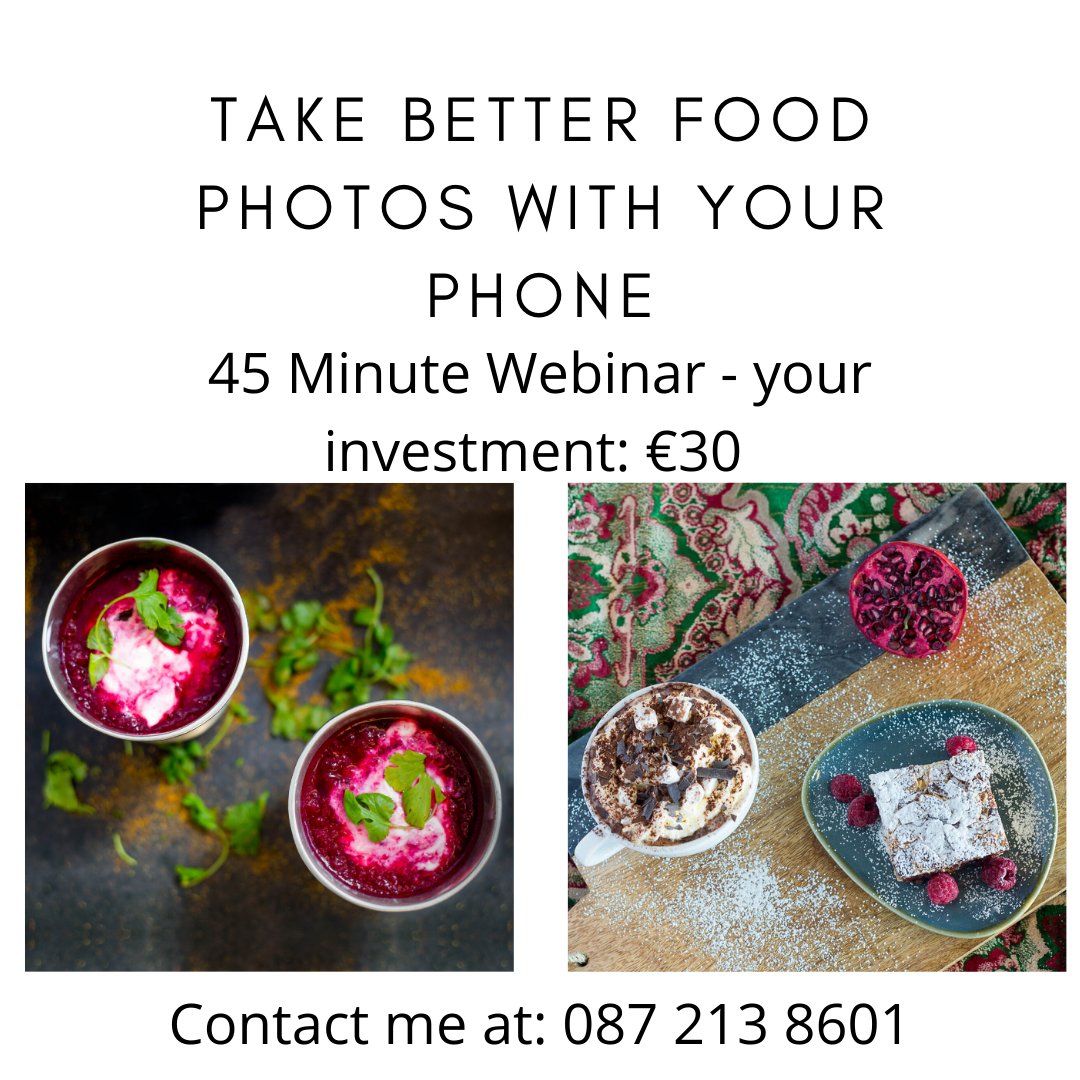 JanssenPhoto's tweet image. Would you like to take better food photos with your phone?? Join me Friday 17th of April @ 13.00 or Monday 20th of April 19.30 for a 45 minute webcast.  Your investment: €30. I'll be covering some great tips and tricks. Send me a dm. 
@eatforireland1 @RAI_ie @Tweetinggoddess