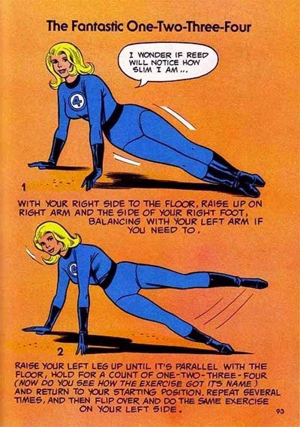 I think about this fitness book Marvel made in the 70s a lot.