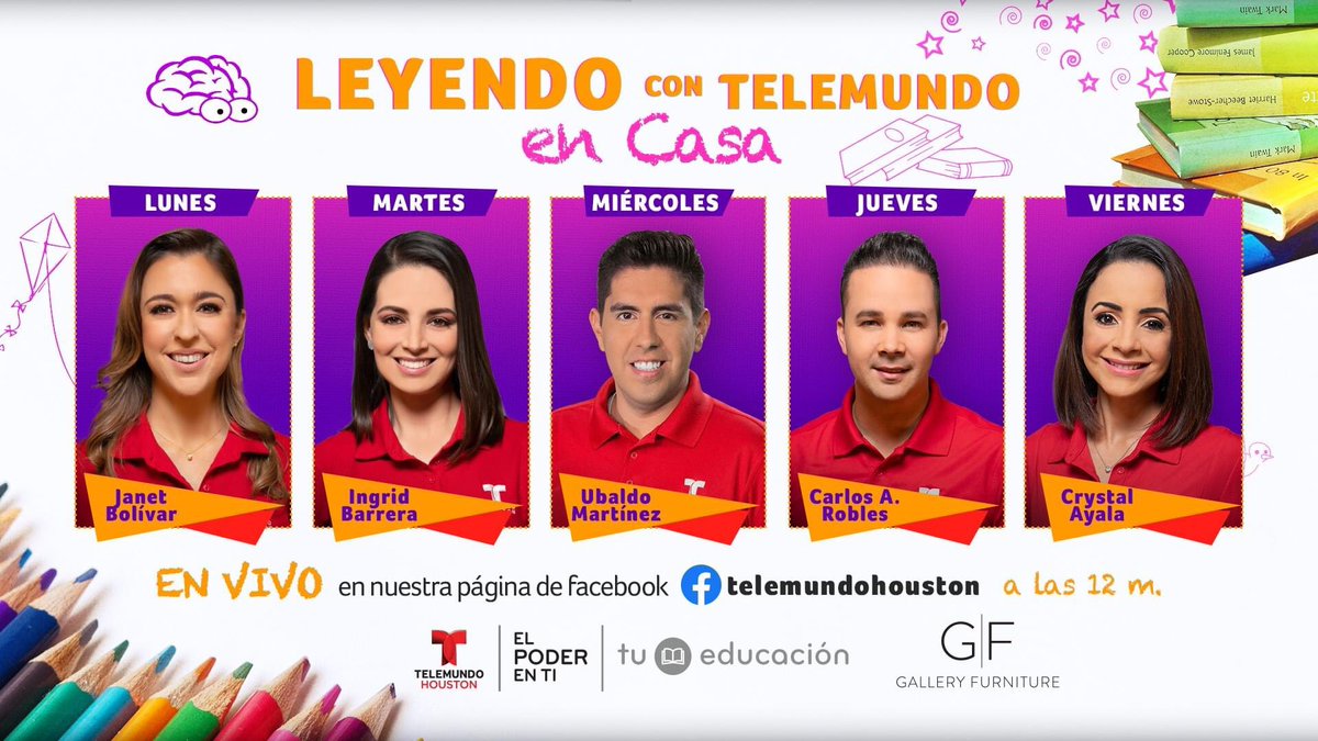 Our corporate sponsor @TelemundoHou has created Leyendo con Telemundo en Casa reading initiative. Telemundo Houston anchors will read to your kiddos Mon-Fri at 12PM on their Telemundo Houston FaceBook page to give parents and families a small break during these challenging times. https://t.co/IyJN39kk5C