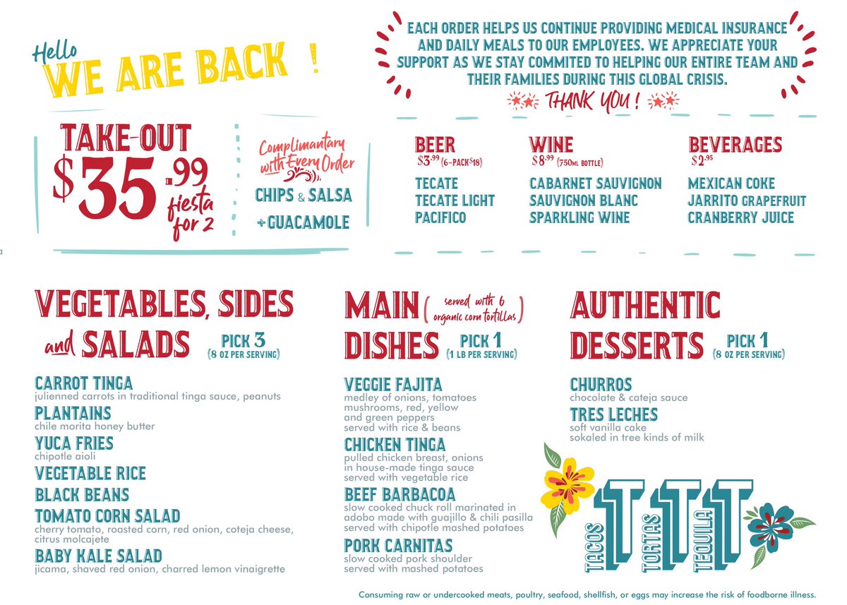 BABA_Cl's tweet photo. @tttrestaurant is back, and they’re doing #takeout and #delivery! 🤩

Order your Fiesta for 2, for just $35.99, drinks sold separately. ☺️

Order takeout with the link below, delivery via UberEats, Grubhub or DoorDash.

https://t.co/j31jQXJNGb https://t.co/tPLMZtMXtn