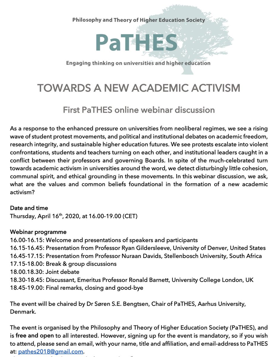 ICYMI: @PaTHES_Society is hosting a webinar discussion titled, “Towards a New Academic Activism.” Dr. Ryan Evely Gildersleeve, HED, is one of two keynote presenters. Join the discussion tomorrow, April 16 from 8-11 a.m. MST.