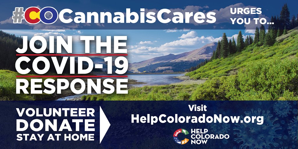 ColoradoLeads's tweet photo. Coloradoโs cannabis community urges YOU to step up and join the response to stop the spread of #COVID19Colorado.
Learn all the ways you can help at https://t.co/VkDkXcVNRB.
#HelpColoradoNow #DoingMyPartCO #COCannabisCares https://t.co/KO3EV7oENm