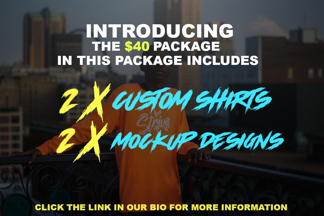 GamerPrintsSTL's tweet photo. Introducing our sample package, it includes 2 shirts and the cost of shipping.

It also includes professional mock-ups for you and your business partners to look at, and make a final decision on branding. 

This is a great tool for people who don't want to make a large order. https://t.co/Yc3hmSSSi9