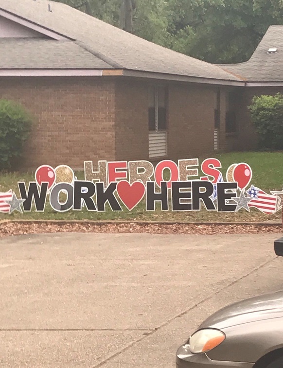 SaintFrancisMin's tweet photo. We’d high-five, shake hands &amp; probably hug all SFM employees if we could! They have done what they always do &amp; we know they are heroes Every. Single. Day. Signs are going up at our offices in multiple states where employees are still working. #makeitbrighter #webelongtoeachother https://t.co/G5PMOwyVb8