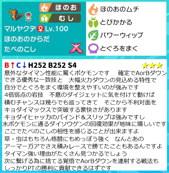 Batteradaisuki マルヤクデの紹介です タマゴを温める仕事だけさせてないでしょうか 自分もそうだったのですが試しに 育成してみると 対戦でちゃんと活躍できる力を秘めたポケモンだということを実感しましたので その事を広めたい想いで解説を書いてみました