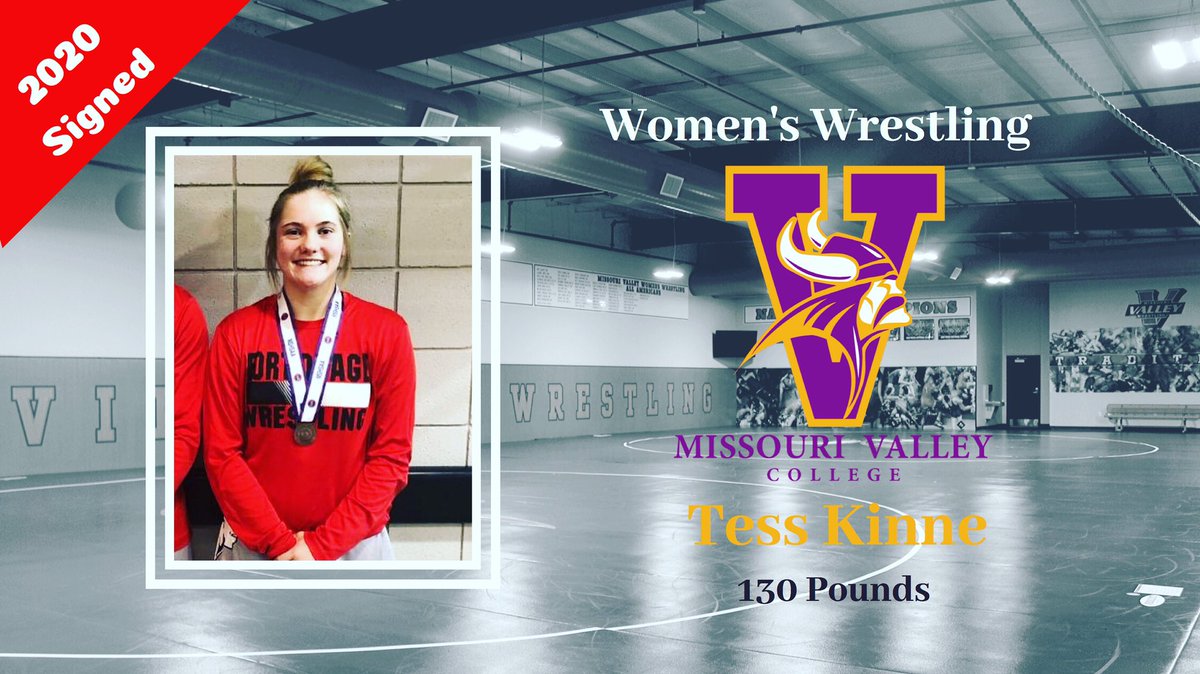MVCWomenswrest1's tweet photo. Welcome to Missouri Valley Women’s Wrestling Tess Kinne!!! #valleywillroll #valleywomenswrestling #wrestlelikeagirl https://t.co/bHZp08U1ib