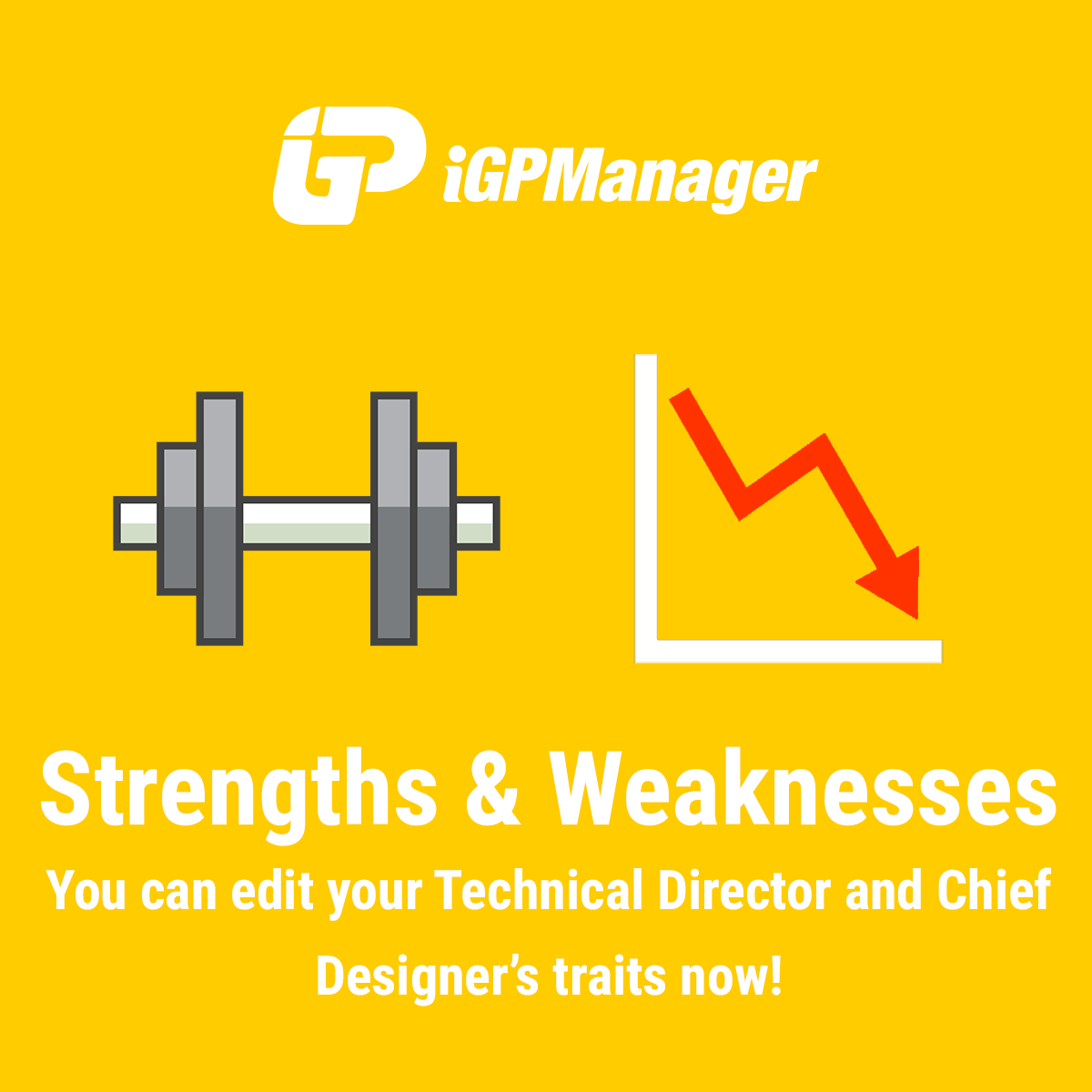 iGPManager's tweet photo. In our latest update, we added the ability for managers to edit their Chief Designer's strengths and weaknesses!

Which strength would you give to your Chief Designer? https://t.co/Ok4Dw12rwf