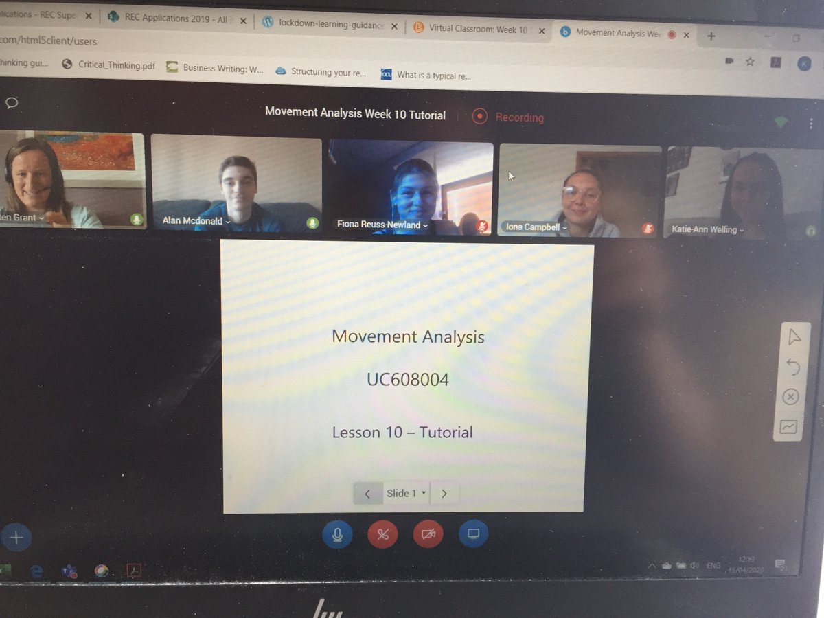 It was great to see the 2nd year BSc (Hons) Sport and Fitness students on the Brightspace Virtual Classroom for Movement Analysis today after our two week Easter break! @ic_uhi <a href="/PerthCollegeUHI/">Perth College UHI</a> @MorayCollege @NHC_UHI <a href="/ThinkUHI/">UHI</a> #StayHomeSaveLives