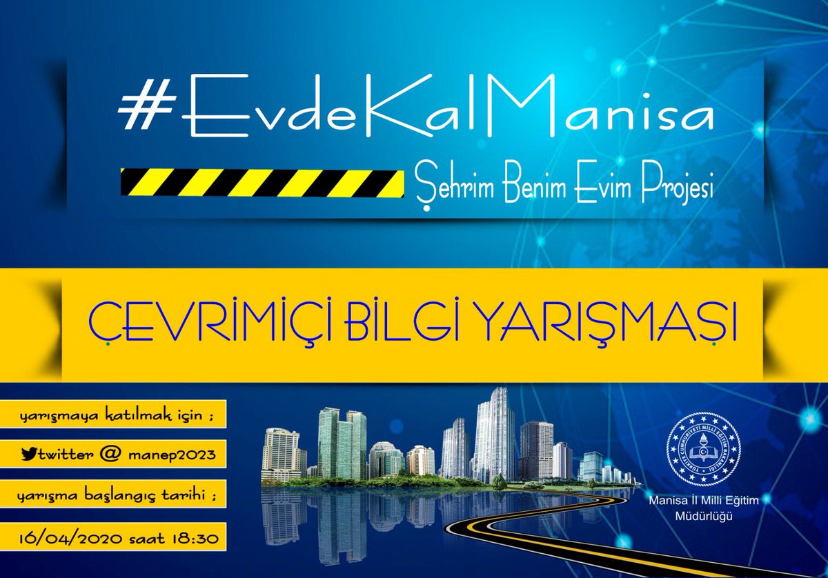 manep2023's tweet photo. ( 1 ) Sevgili Öğrencilerimiz, değerli Manisalılar...

Yarışmamızın başlamasına 24 saatten ⏰ az bir süre kaldı...

📌Yapmanız gerekenler

❗️ 1.Soruyu retweetle

❗️2.Cevabını hemen yaz

❗️3. Doğru cevaplayan ilk 10 kişi arasına gir

🎯 Diğer soru sorulana kadar doğru cevabı yaz... https://t.co/PZuiZDSn9a