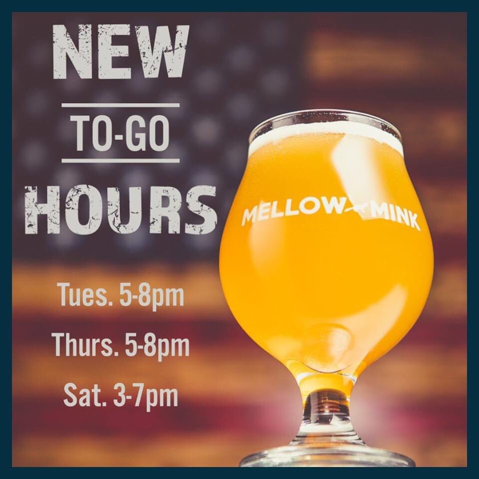 Mellowminkbeer's tweet photo. Starting Thursday, April 16th, we will be open during the following hours for to-go sales and for pickup of online orders!

TUES: 5-8PM
THURS: 5-8PM
SAT: 3-7PM

Additionally, you can now order new, filled growlers and bottles online for pickup at https://t.co/i2obpQ7wyY. https://t.co/GDO6yCD7rD