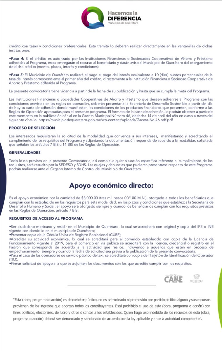 CanacoQro's tweet photo. El @qromunicipio pone en marcha el  PROGRAMA DE APOYO EMERGENTE A LA POBLACIÓN "ECONÓMICAMENTE ACTIVA".Para las personas que resulten afectadas por la contingencia del Coronovirus.Focalizada en abatir perdidas en la productividad y competitividad de la fuerza laboral en el mpio. https://t.co/3b2vXgtDPo