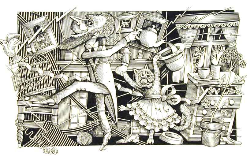 For #OnlineArtExchange we must share the peerless John Vernon Lord (b.1931)
 
One of the few for whom professor, genius and loveable are all applicable. 

From the Aldrich Collection, the notes and rough plus a print from his illustrations to #EdwardLear Nonsense Verse